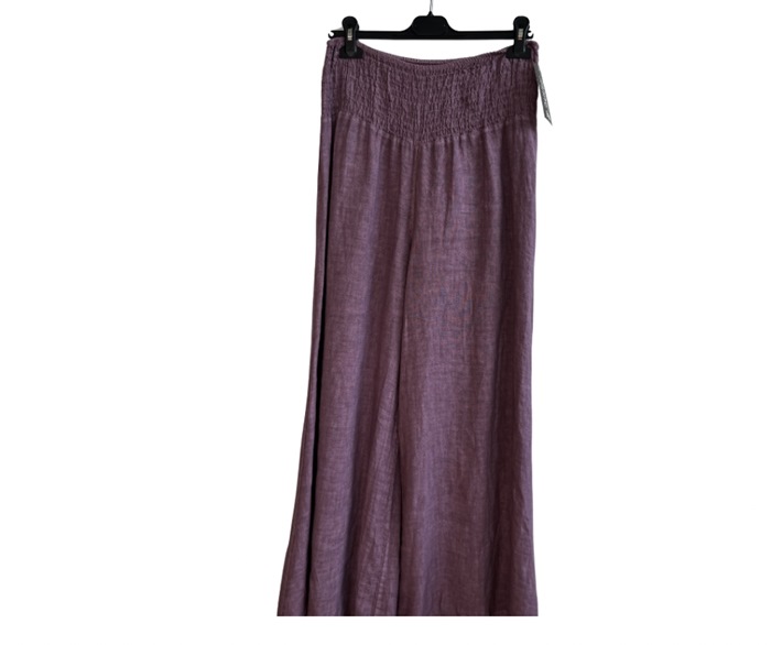 Buks, Hør, m/Bred elastik (8508) Blomme