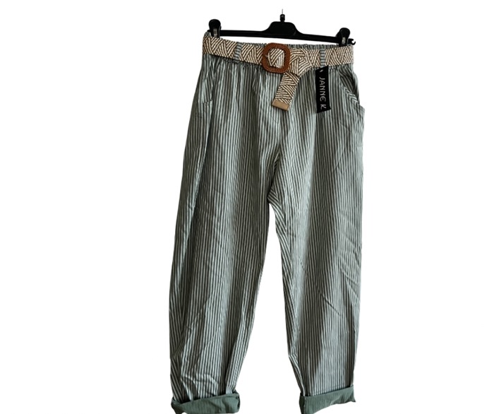 Buks, Viscose/poly(242975R) Stribet, Army