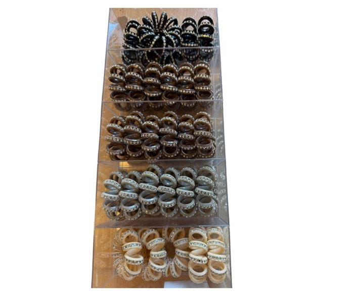 Hår elastik, Spiral m/sten, ass. farver  30 STK