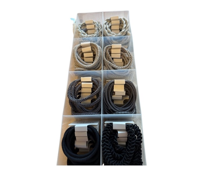 Hår elastik, ass. modeller, sort/grå  50 STK