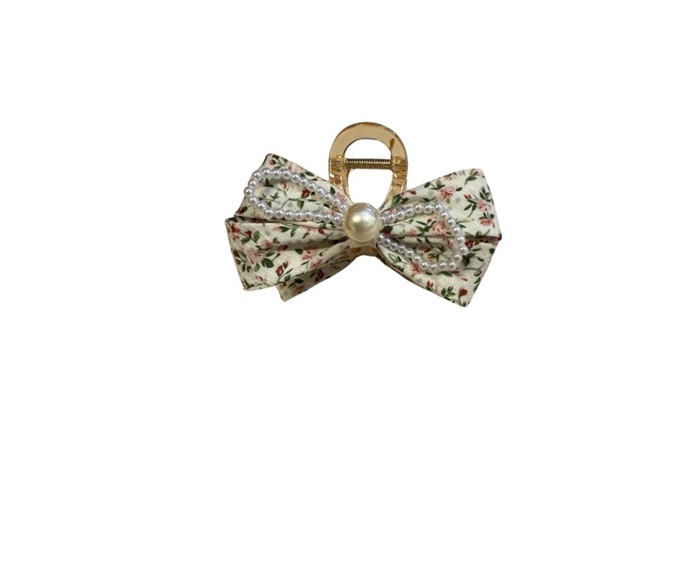 Hårclips, m/stof og perler, Rosa