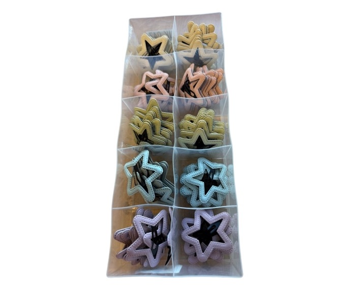 Hårspænde, Stjerne, ass. pastelfarver  100 STK