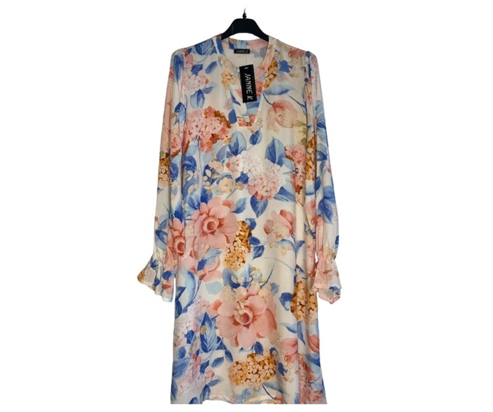 Kjole, Viscose m/blomster, Mix pastel