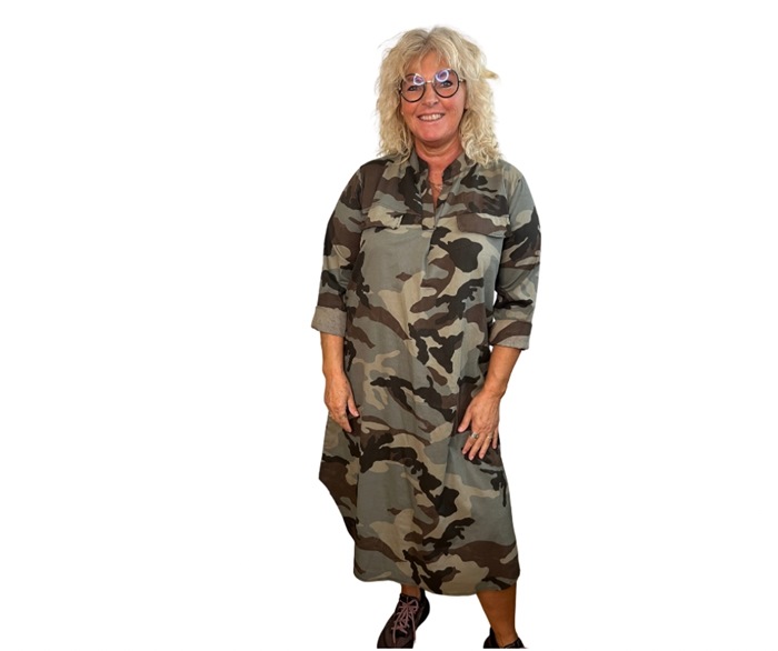 Kjole/Tunika, Bomuld, Camo, Grøn