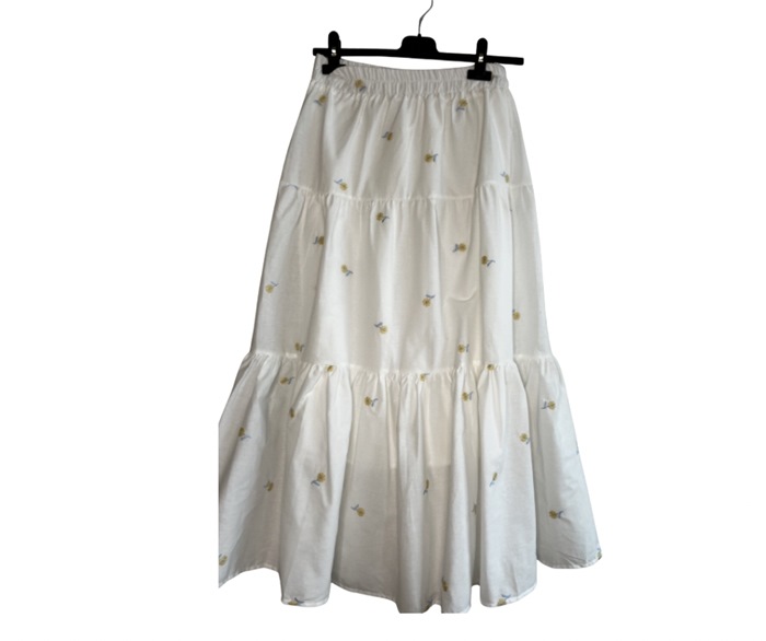 Nederdel, Bomuld, Gul blomst, ass. farver