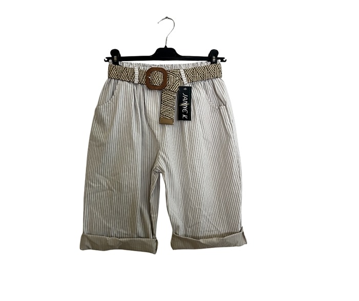Shorts, Viscose/Poly, Stribet, Beige