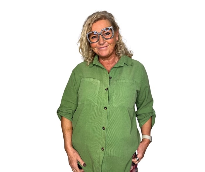 Skjorte, Fløjl, gennemknappet m/2 brystlommer, Æblegrøn