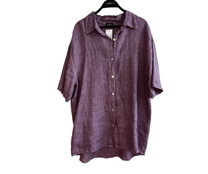 Skjorte, Hør, (7536) Blomme