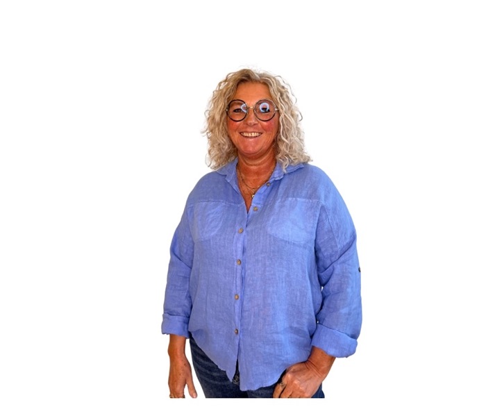 Skjorte, Hør m/2 lommer (3869), Blå