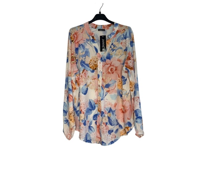 Skjorte, Viscose, m/blomster, Mix pastel