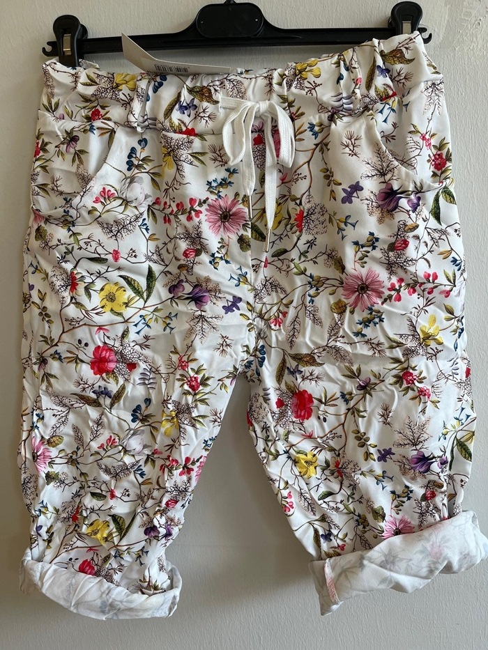 Sommershorts, Bomuld, Småblomstret, Hvid