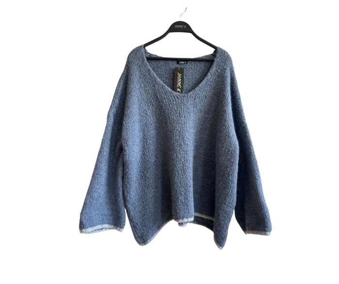 Strik, Uld, oversize m/effekt, Blå