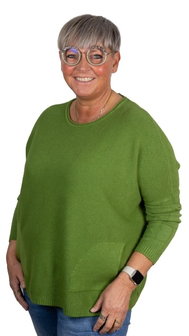 Strik, m/rund hals, Pistacie