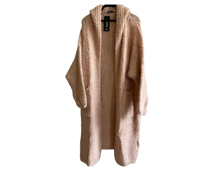 Strik Cardigan m/hat (0149), Rosa