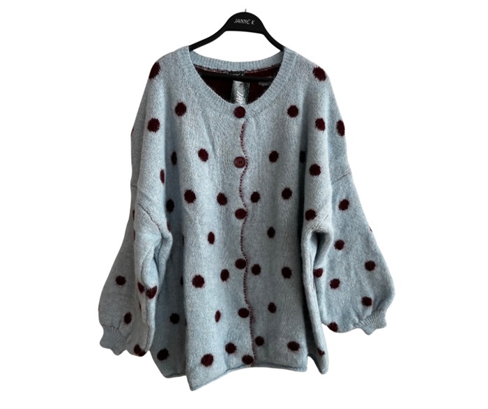 Strik Cardigan m/prikker (26281) Blå