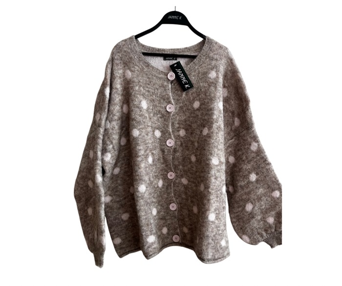 Strik Cardigan m/prikker (26281) Fango