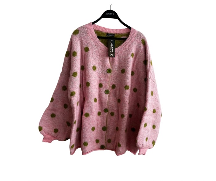 Strik Cardigan m/prikker (26281) Rosa