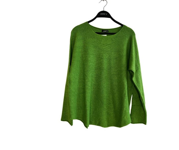 Strik bluse m/rund hals, smal, One size, Grøn