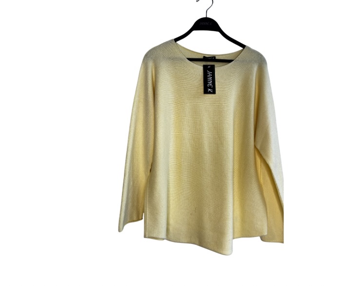 Strik bluse m/rund hals, smal, One size, Gul