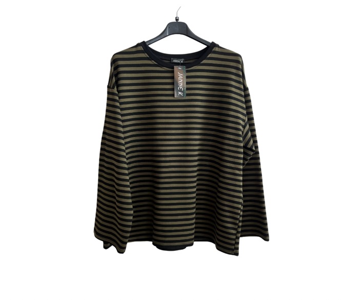 Sweat, Basic, stribet (20334) Grøn