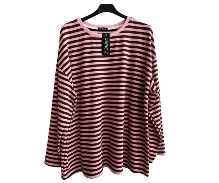 Sweat, Basic, stribet (20334) Rosa