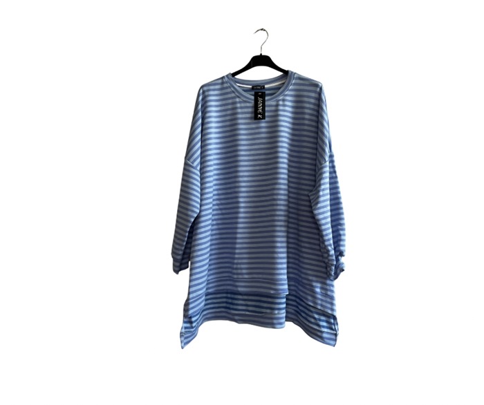 Sweat, Oversize m/striber (20447) Blå