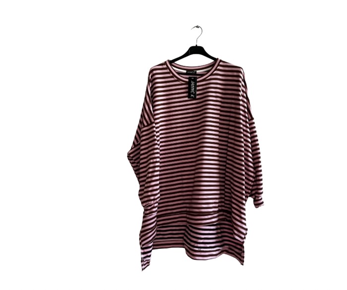 Sweat, Oversize m/striber (20447) Rosa