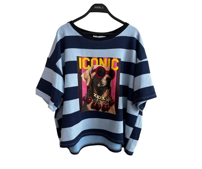 Sweat bluse m/hund (302) Blå