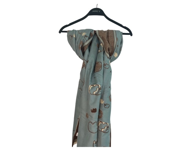 Tørklæde,  m/Elefant, Blå