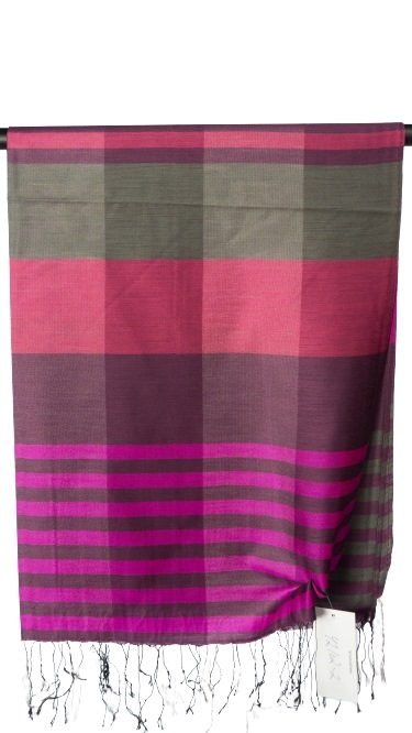 Tørklæde, Thaisilke, Stribet, Pink