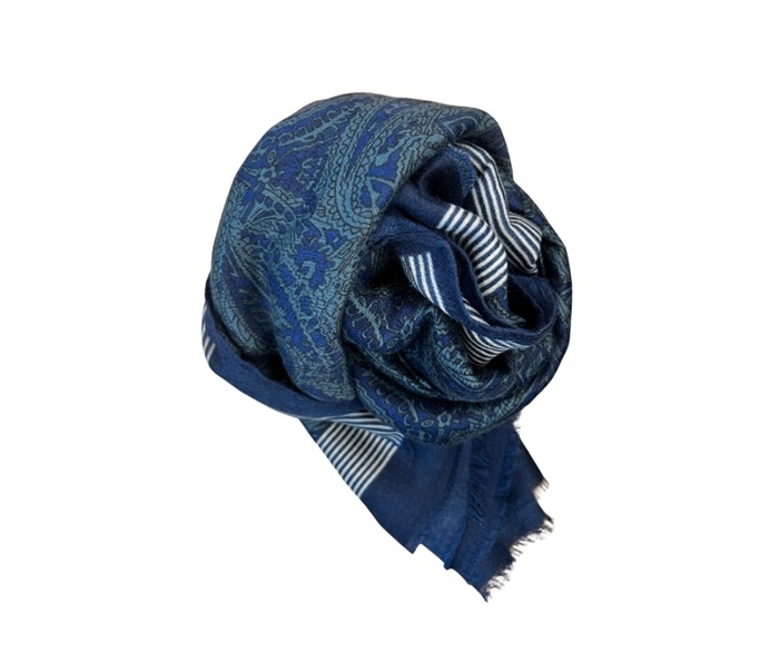 Tørklæde, Viscose, paisley, Blå