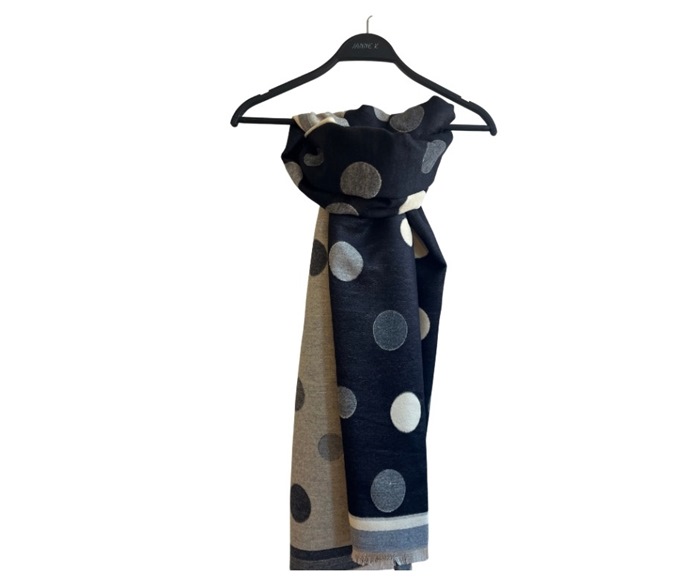 Tørklæde, m/prikker (K2024) Sort