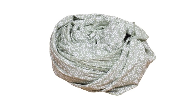 Tørklæde silke/bomuld, Blomst, Mint