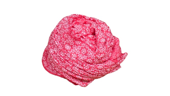 Tørklæde silke/bomuld, Blomst, Rød