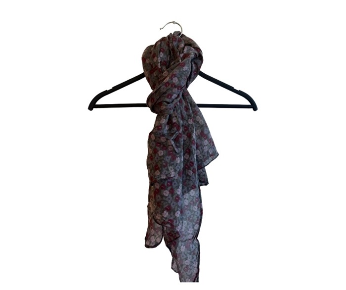 Tørklæde silke/bomuld, Farvede blomster, Army