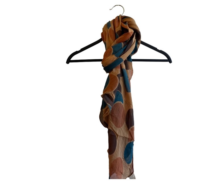 Tørklæde silke/bomuld, Farvede bolde, Brun