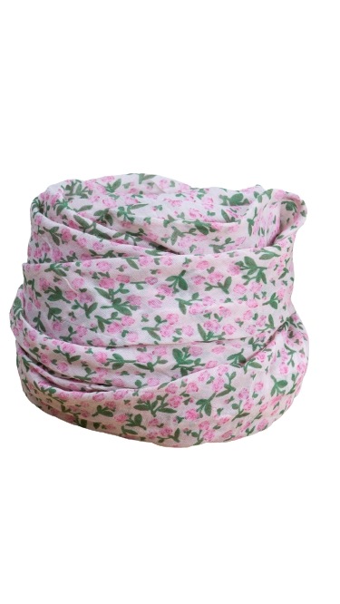 Tørklæder silke/bomuld, Blomster på stilk, Rosa
