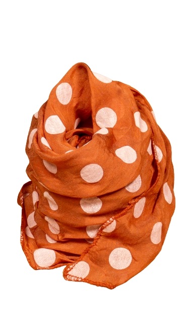 Tørklæder silke/bomuld, Dots, Brændt orange
