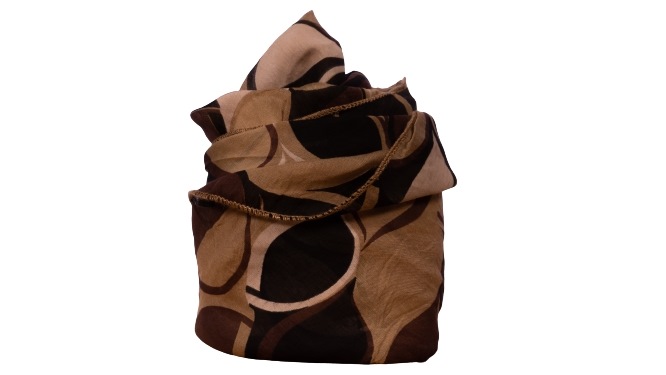 Tørklæder silke/bomuld, Mønster, Brun