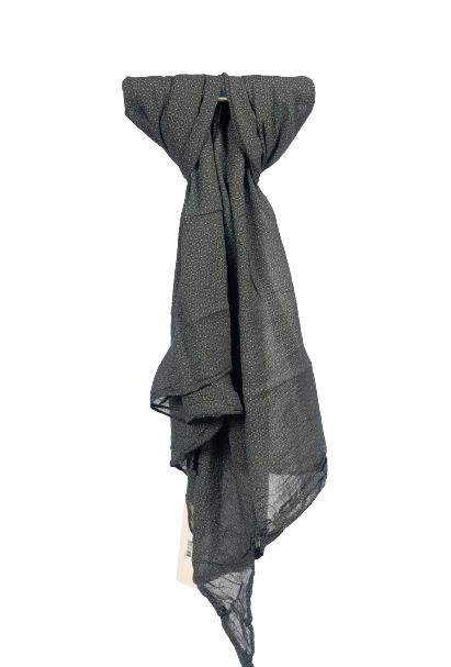 Tørklæder silke/bomuld, Rundt mønster, Grå