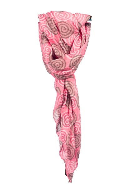 Tørklæder silke/bomuld, Spiral, Pink