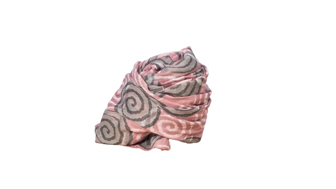 Tørklæder silke/bomuld, Spiral, Rosa (8)