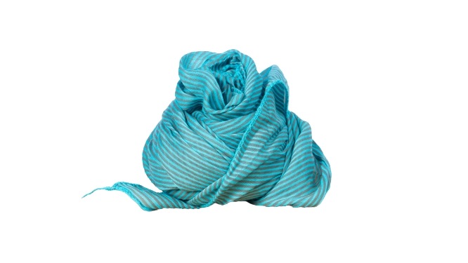 Tørklæder silke/bomuld, Stribet, Blå (6)