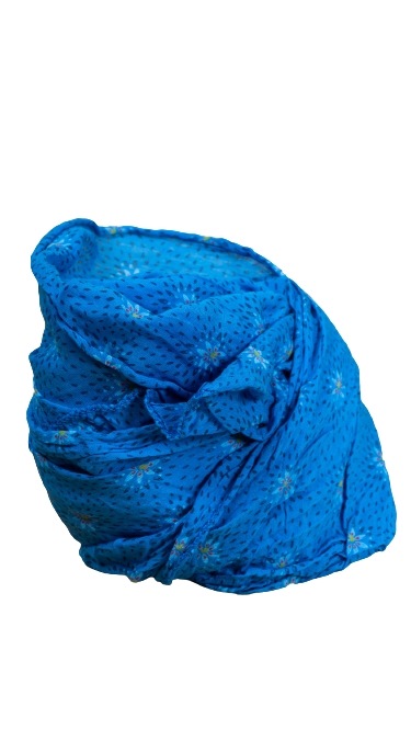 Tørklæder silke/bomuld, m/hvid Blomst, Blå