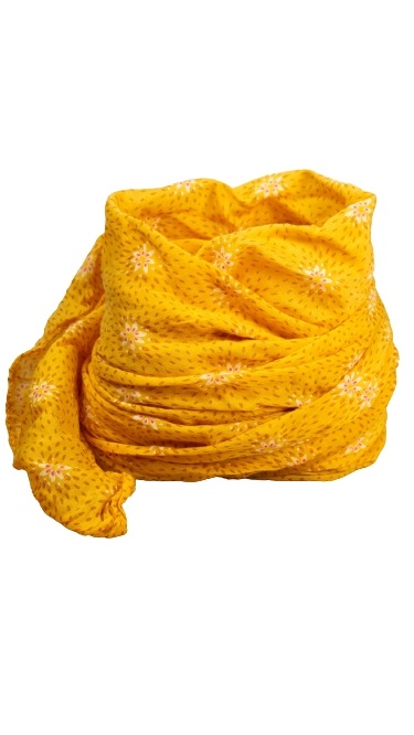 Tørklæder silke/bomuld, m/hvid Blomst, Orange