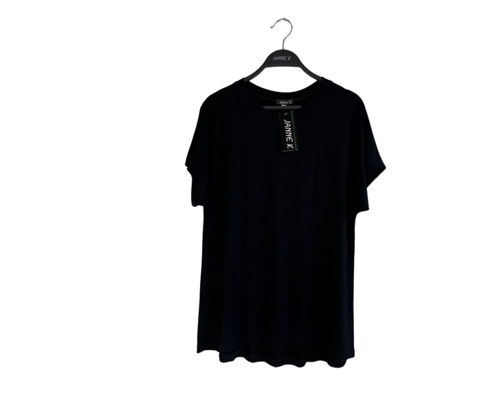 T-shirt, Viscose, Basis m/kort ærme, Sort