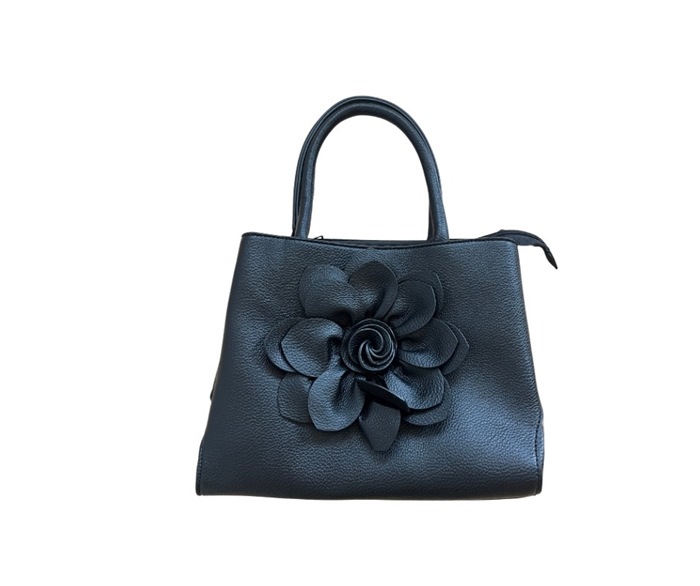 Taske, m/blomster og kort hank, 10 ass. farver (H501)