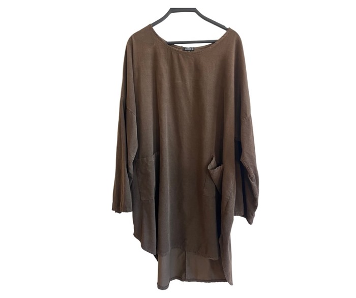 Tunika, Fløjl, one size (9771) Brun