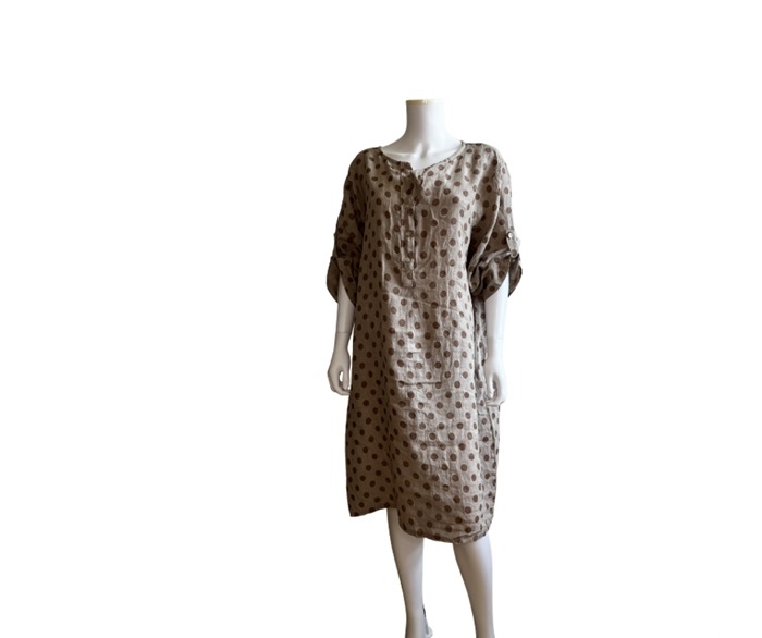 Tunika, Hør (8885) Beige m/camel dot