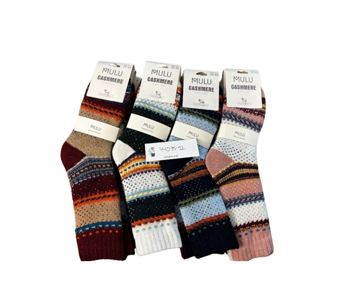 Uld/Cashmir strømpe, 35-40, Pk. m/12 par, LM8843, Petit hjerter